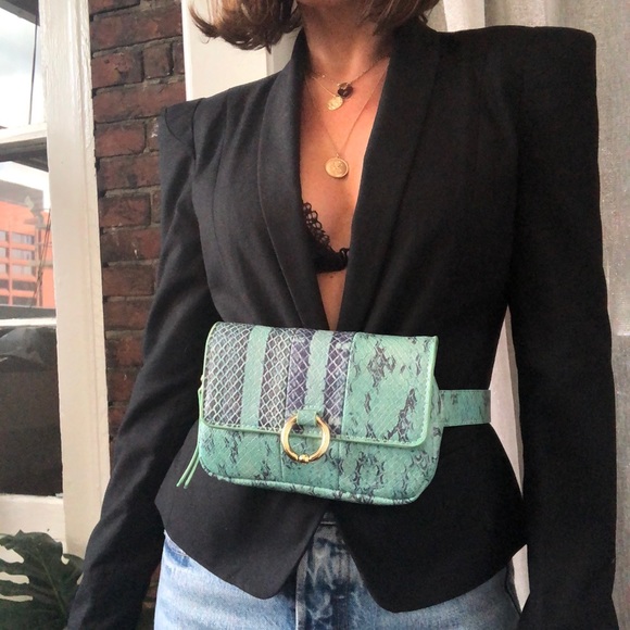 🆕Mimi Green Vegan Snake Skin Belt Bag Fanny Pack - Picture 8 of 8